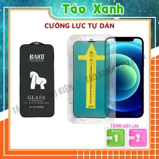 Kính Cường Lực Iphone BAIKO và Khung Tự Dán Blue Arrow Che Bụi  Full Màn ip 7 8 x xsmax 11 12 13 14 15 Plus pro promax