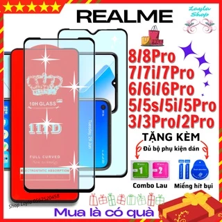 Kính Cường Lực Realme 8/8Pro/7/7i/7Pro/6/6i/6Pro/5/5s/5i/5Pro/3/3Pro/2Pro -Full màn hình 111D và trong suốt -Độ cứng 10h