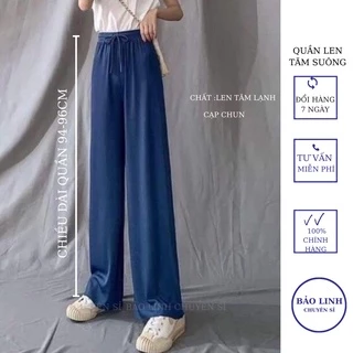 Quần Len Tăm Ống Suông, Quần Culottes Ống Rộng Cá Tính, Chất Gân Tăm Cao Cấp Mềm Mịn