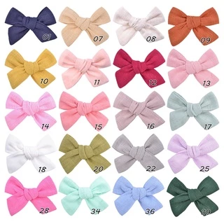 RAINBOW BOWS Set 2 Kẹp Tóc Nơ Màu Trơn Dễ Thương Cho Bé Gái