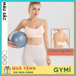 Áo bra tập gym yoga nữ GYMI AL32 dáng 2 dây thể thao hở lưng chất thun poly lạnh cao cấp nâng đỡ ngực