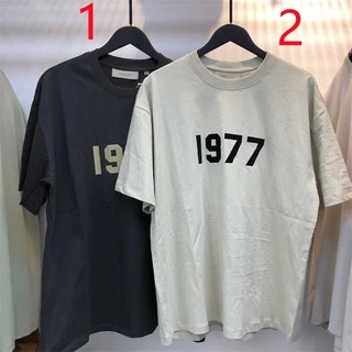 Áo Thun Cotton Tay Ngắn Cổ Tròn In Họa Tiết 1977 Thời Trang Unisex