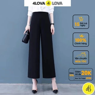 Quần tây ống rộng nữ dáng suông công sở basic 4LOVA Culottes dài khóa sườn cạp cao tôn dáng EVA030