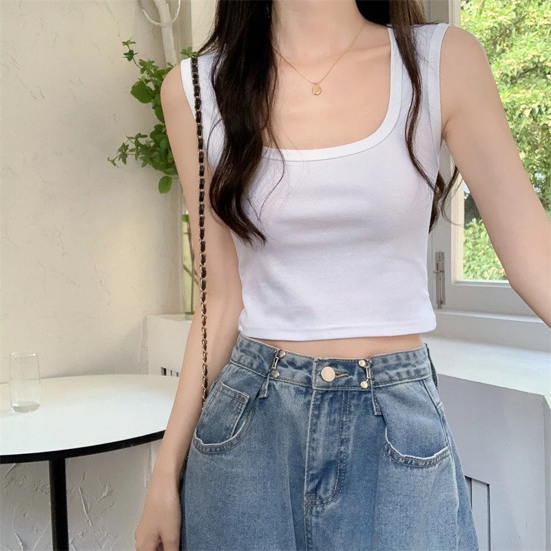 Áo Ba Lỗ Dáng Croptop Basic Kiểu Cổ Vuông Phong Cách Hàn Siêu Hot MS.X9