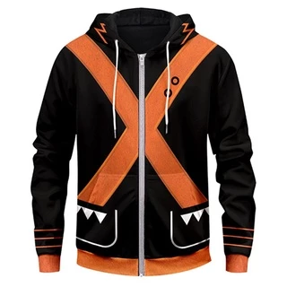 Áo Khoác hoodie Có Khóa Kéo In Họa Tiết anime my hero Academy bakugou katsuki 3d Cho Nam Nữ