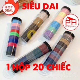 Hộp 20 dây cột tóc thời trang mix mầu thun buộc tóc vải mềm co dãn tốt kiểu sóng đơn giản trang nhã - Gia dụng Phước Hòa