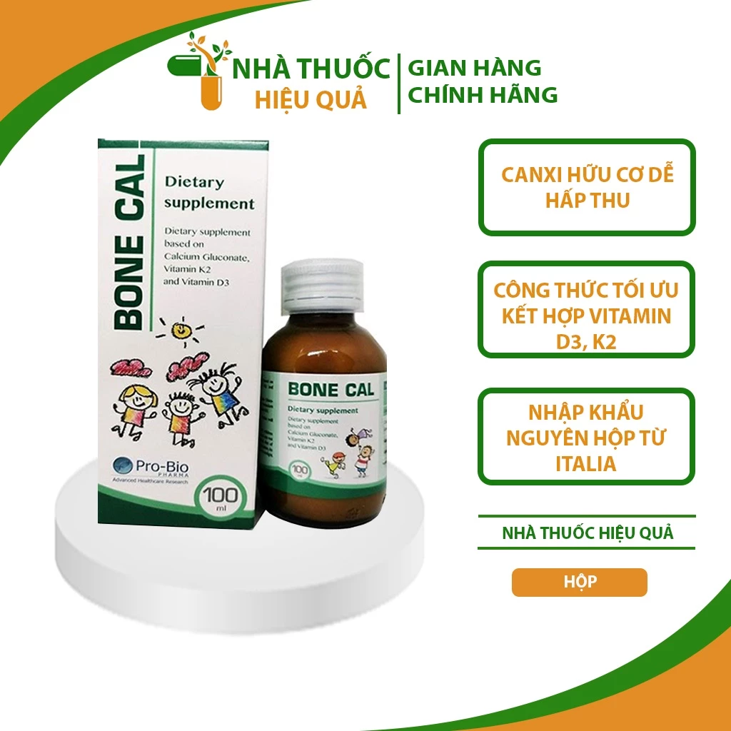 Canxi Hữu Cơ Bone Cal 100I Nhập Khẩu Italia I Bổ sung Canxi, Vitamin D3 giúp bé phát triển cao lớn, xương răng chắc khỏe