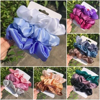 Set 3 dây cột tóc scrunchies phi bóng nhiều màu dễ thương Orin K1168