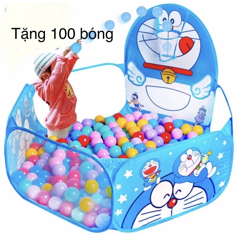 Lều Bóng Nhà Banh Lều Chơi Trẻ Em Đoremon, Kitty , Hươu Có Rổ Ném Tặng Kèm 100 Trái Banh