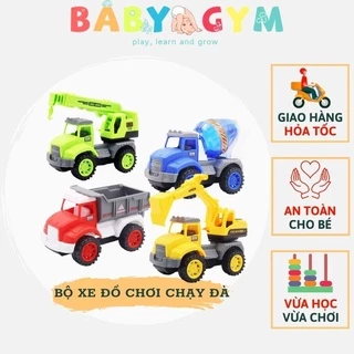 Xe ô tô đồ chơi dây cót chạy đà cho bé, bộ 4 xe nhiều chủ đề, nhiều màu sắc, kiểu dáng đẹp an toàn cho bé BABYGYM