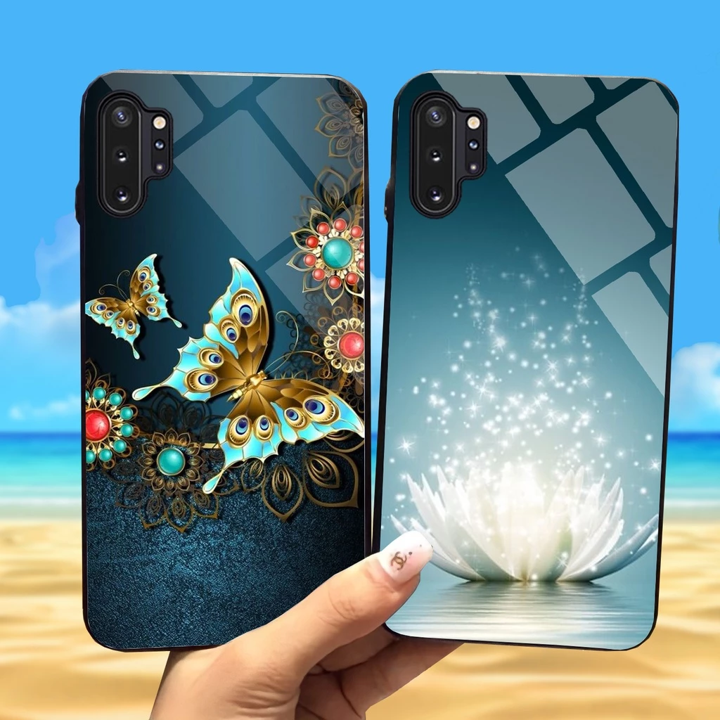 Ốp Lưng Samsung Note 10, Note 10 Plus, Note 10 Lite, Note 8, Note 9 BẰNG KÍNH HOÀ LÁ, FLY CỰC ĐẸP