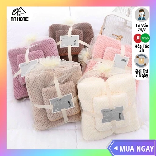 [HOT] Set 2 Khăn Tắm Lông Cừu Xuất Hàn Cỡ Lớn Siêu Mềm Mịn Thấm Hút Nước ANHOME Giá Rẻ