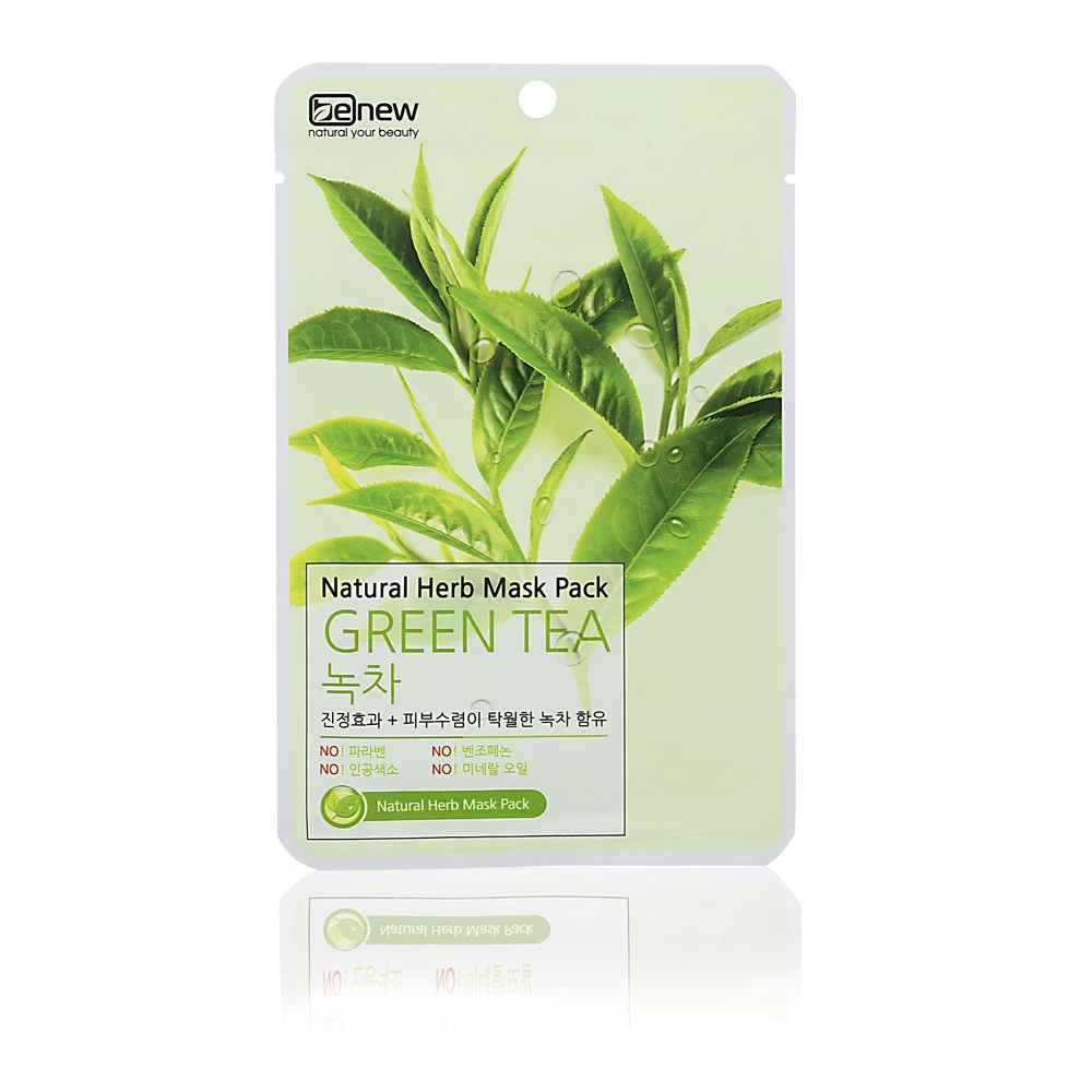 [Nhập khẩu] 1 miếng mặt nạ dưỡng ẩm trà xanh Hàn Quốc BENEW NATURAL HERB MASK PACK - GREEN TEA- Hàng chính hãng