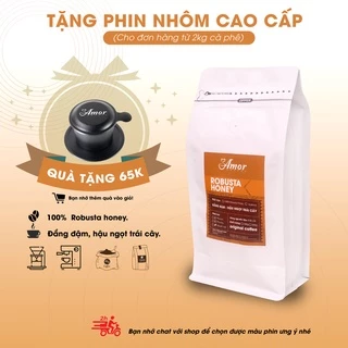 GU HẬU NGỌT - Cà Phê ROBUSTA HONEY 100% nguyên chất, rang xay mộc, pha phin máy, dạng hạt bột ngon rẻ từ AMOR COFFEE