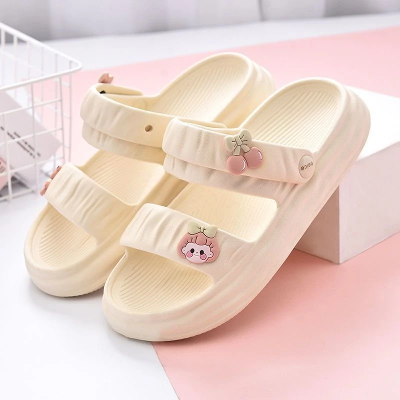 Dép Sandal Đế Cao 3cm, Dép Quau Hậu học sinh đính kèm Sticker