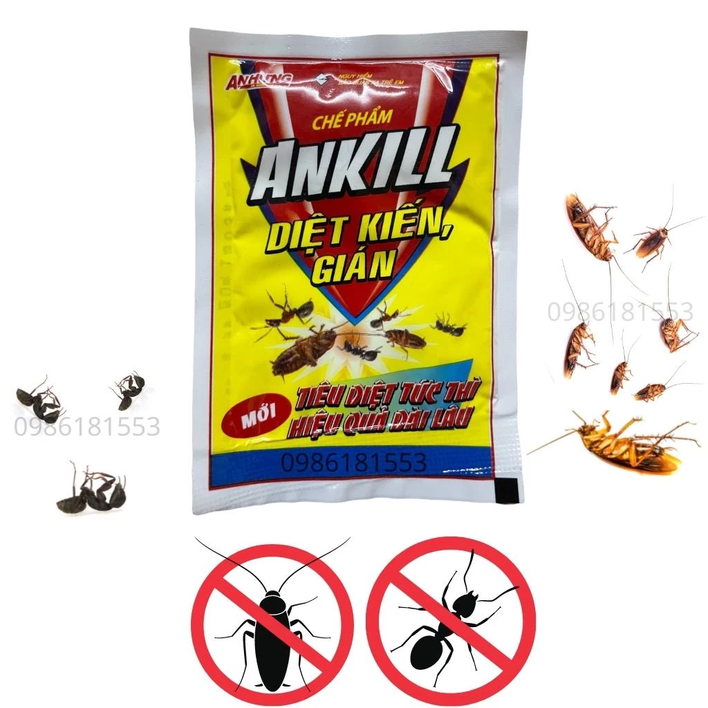 Thuốc Diệt Kiến Gián ANKILL Nhãn Hiệu An Hưng, Hiệu Qủa - Kinh Tế Gói 10g Và 20g