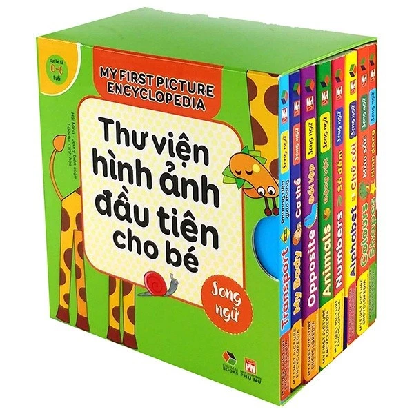 [LIFEMALL9915 - 12% đơn 99K] Sách - Combo hộp 8 cuốn ,Thư viện hình ảnh đầu tiên cho bé ( song ngữ )