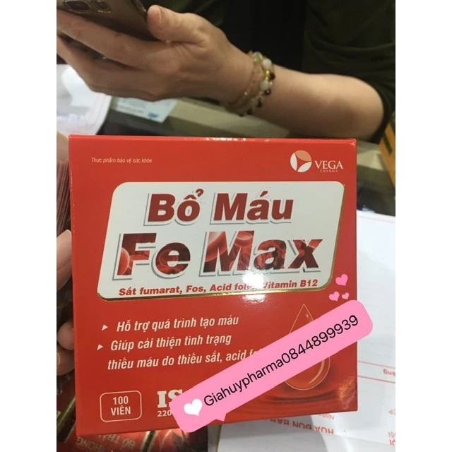 Viên uống bổ máu Femax bổ sung sắt và acid folic cho cơ thể hộp 100v