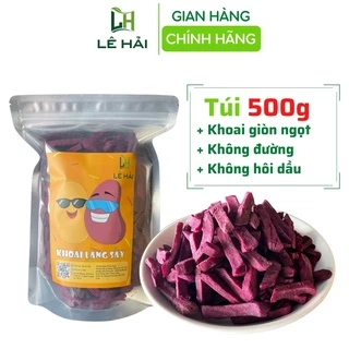 Khoai tím sấy giòn 500g Lê Hải hàng nguyên sợi, không đường, giòn rụm