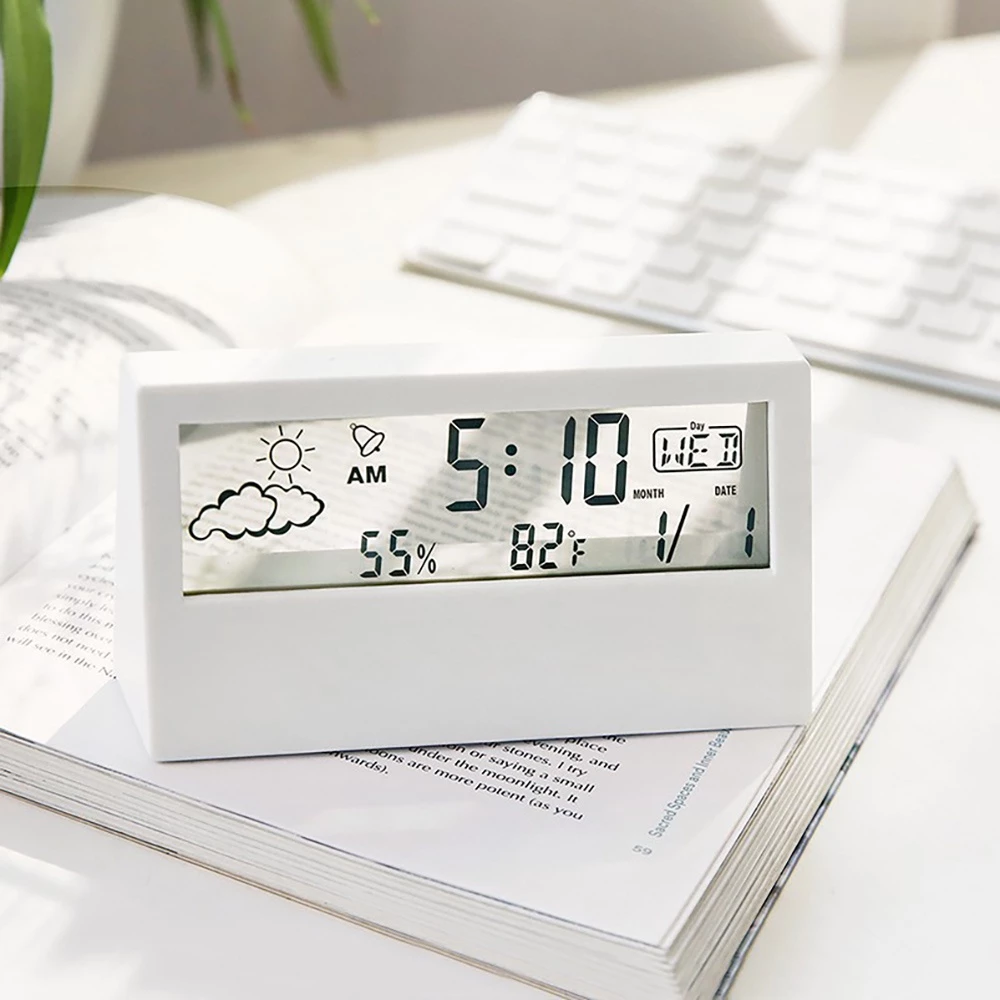 Đồng Hồ Để Bàn Báo Thức LCD Hiển Thị Lịch, Nhiệt Độ Đã Bao Gồm Pin Và HDSD Tiếng Việt