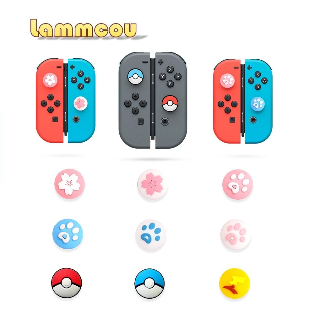 Bộ nắp nút điều khiển máy chơi game cầm tay LAMMCOU bằng silicon thích hợp cho Nintendo Switch