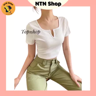 Áo croptop cổ V ảnh thật + video