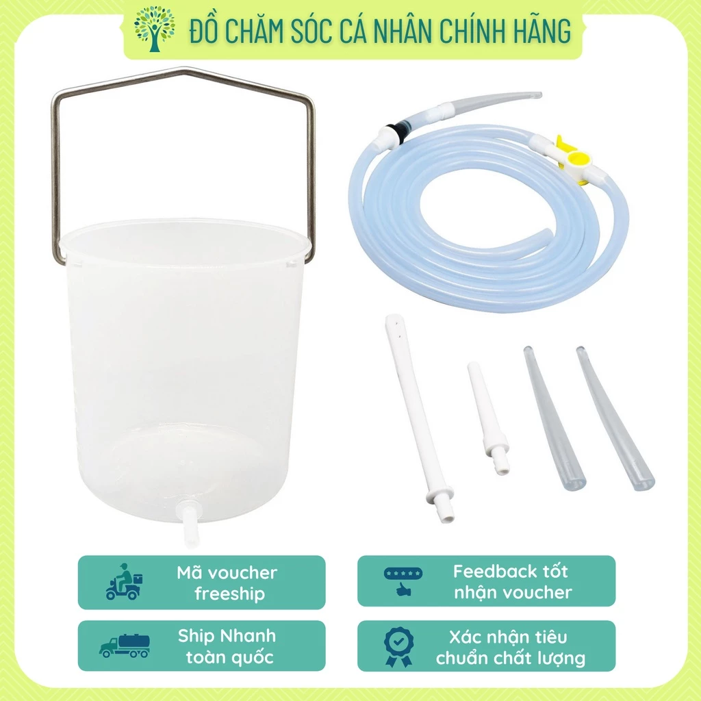 Bộ xô enema nhựa Viet Healthy thải độc đại tràng thải độc cà phê, bộ thụt tháo đại tràng, coffee enema kit XOTO