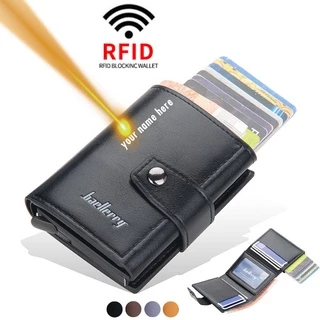 Rfid Antitheft Hộp đựng thẻ tín dụng thông minh Khóa ví RFID Ví da Mini mỏng
