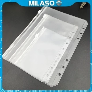 Bìa sổ còng binder MILASO bìa còng 6 lỗ A5 A6 kiêm túi đựng có khóa kéo SN-001337