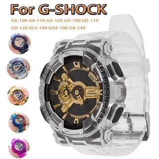 Viền Cao Su TPU + Dây Đeo Cho G-SHOCK GA-100 GA-110 GA-120 GD-100 GD-110 GD-120 GLS-100 GAX-100 GA-140 Cùng Một Phong Cách, Dây Đeo Thể Thao Chống Nước Cho Nam Và Nữ Phụ Kiện Vòng Đeo Tay Dây Đồng Hồ Màu Kẹo Chuyển Sắc