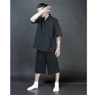 áo nam tay SET Áo yukata + quần culottes, phong cách Nhật Bản, mua set cực tiết kiệm