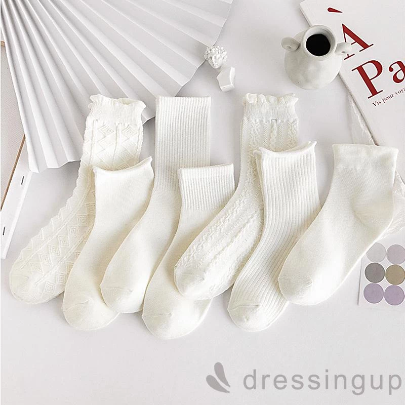 DRESSINGUP-Vớ cotton màu sắc đơn giản dành cho nữ