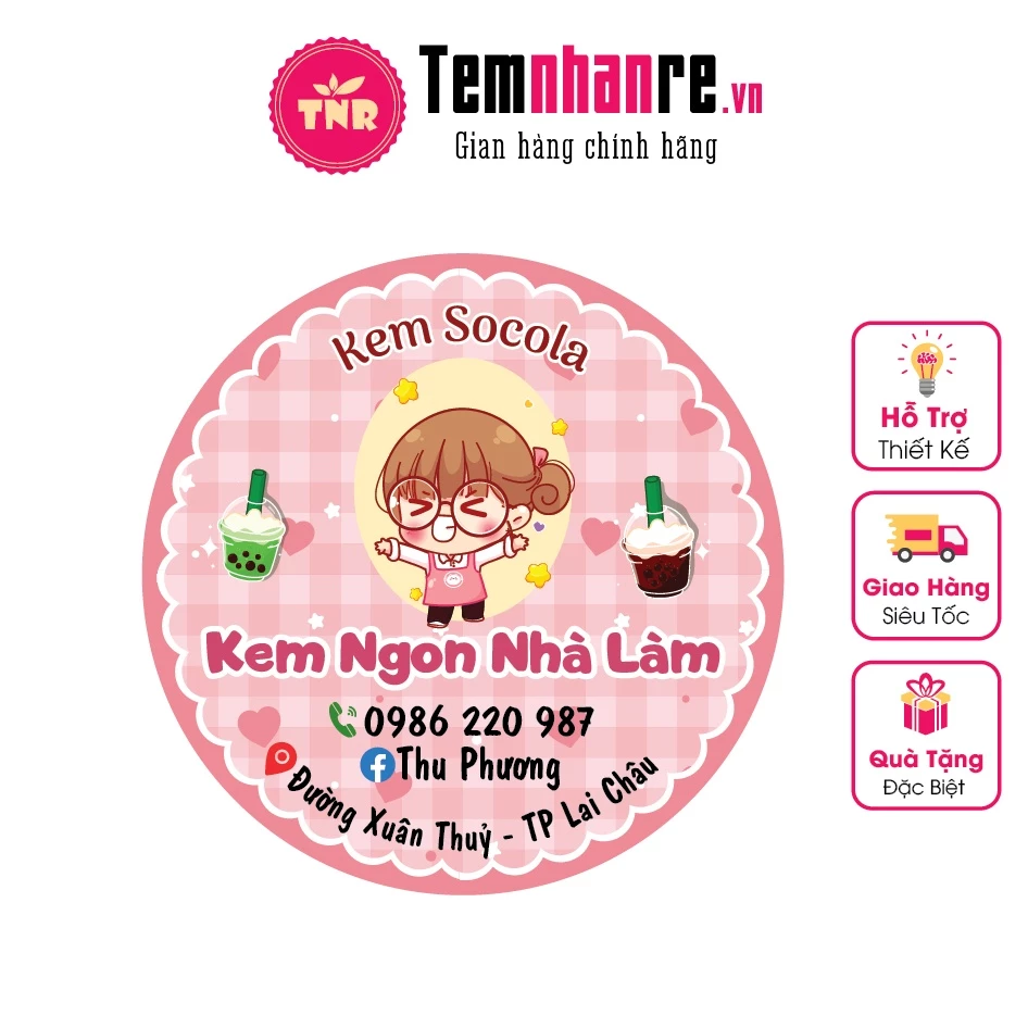 Combo 1.000c Tem nhựa, sticker chống nước Temnhanre.vn in thiết kế cắt bế theo yêu cầu