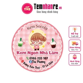 Combo 1.000c Tem nhựa, sticker chống nước Temnhanre.vn in thiết kế cắt bế theo yêu cầu