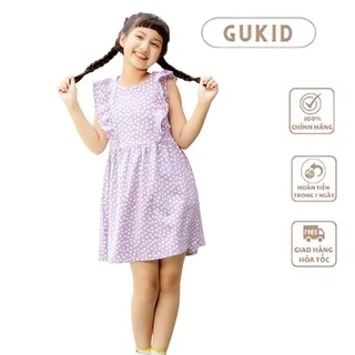 Váy bé gái tay cánh tiên GUKID từ 18 - 38 kg, Váy cho bé gái mùa hè Vải COTTON - GKV18