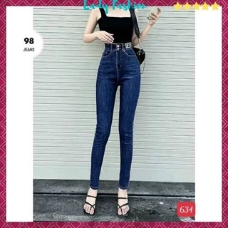 Quần jean nữ lưng cao ôm dáng, quần bò co giãn cạp cao thời trang Lady Fashion - MQ635