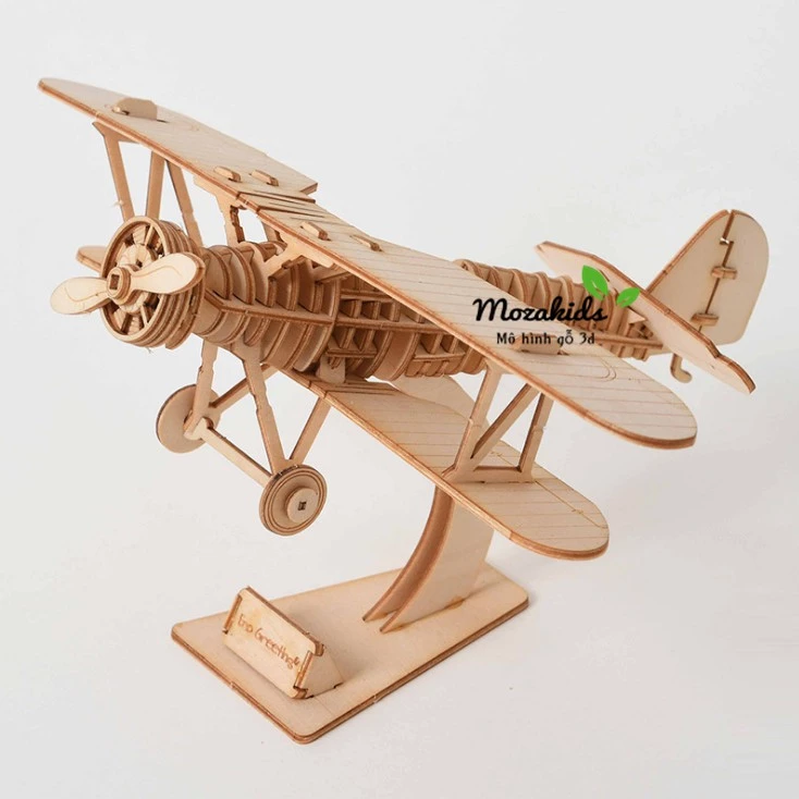 Đồ chơi lắp ráp gỗ 3D Mô hình Máy bay Biplane