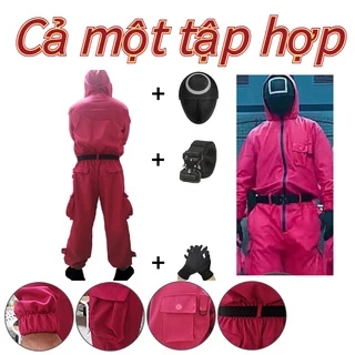 Bộ đồ có áo hoodie/ mặt nạ hóa trang nhân vật phim Squid Game