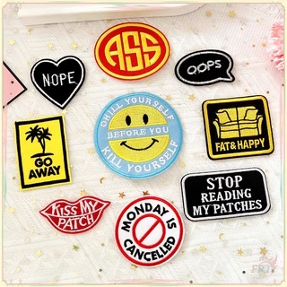 ♚ Sticker Ủi Thêu Chữ Stop My Patch ♚ 1 Miếng Dán Ủi Quần Áo Hình Huy Hiệu Kuso Slangs