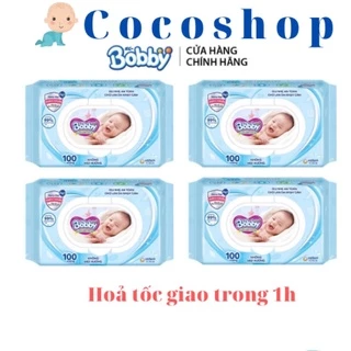 Combo 10 gói khăn ướt có mùi/ không mùi Bobby 100 miếng