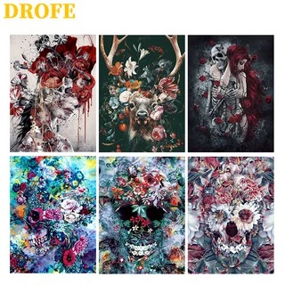 Bộ tranh số hóa DROFE kích thước 40x50cm phong cách gothic trang trí nhà cửa nhiều họa tiết tùy chọn