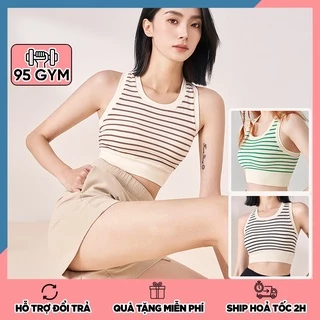 Áo bra ba lỗ tập gym yoga nữ 95Gym AL41 dáng croptop có mút ngực đúc liền cố định nâng đỡ ngực tốt chất thun gân mềm mịn