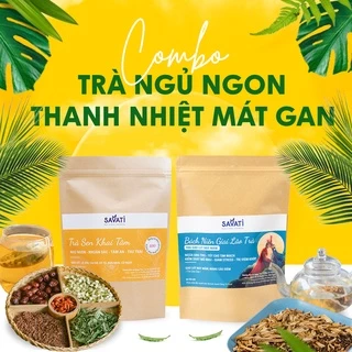 Combo 2 gói trà Ngủ ngon mát gan giảm căng thẳng Trà Sen khai tâm và Trà Bách niên giai lão 60 túi lọc