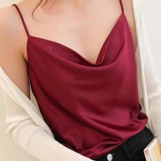 Áo 2 Dây Lụa Cổ Đổ Sang Chảnh Mặc Trong Áo Vest, áo Blazer