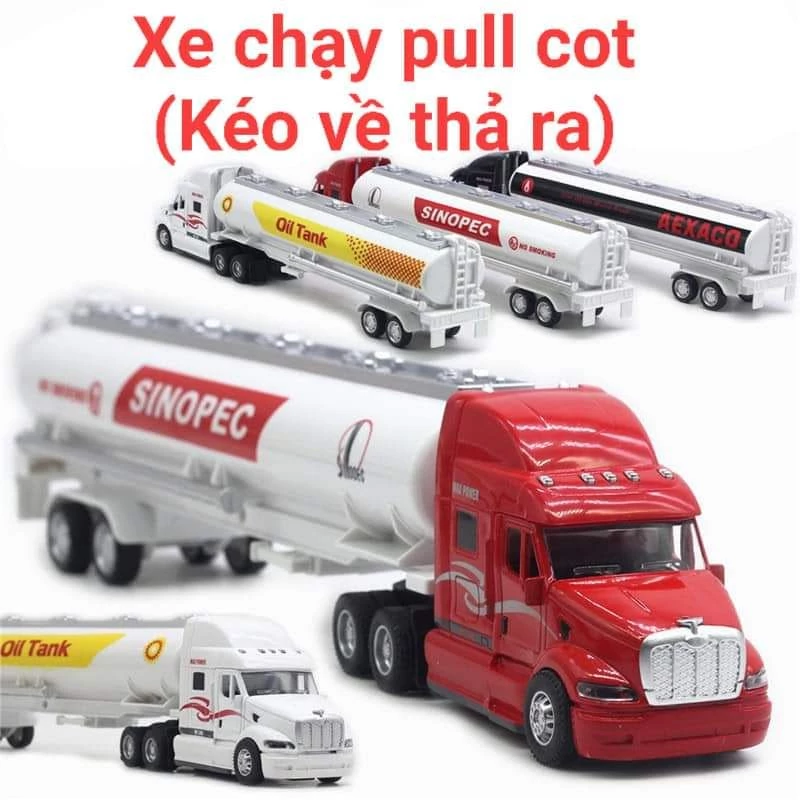 Mô hình đồ chơi xe bồn đầu kim loại có âm thanh đèn