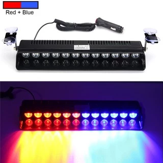 Đèn chớp Police nháy xanh đỏ 12V 12 LED gắn kính lái xe ô tô