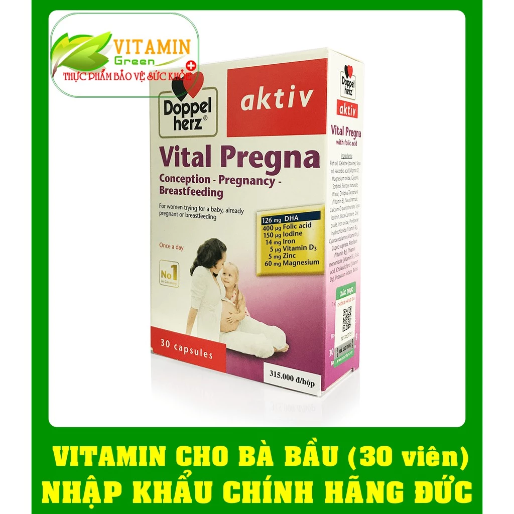 VITAMIN BẦU Doppelherz Vital Pregna ( 30 viên) | NHẬP KHẨU CHÍNH HÃNG ĐỨC