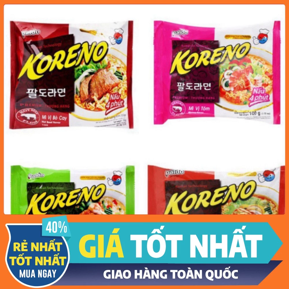 MÌ KORENO PALDO VỊ GÀ/ KIM CHI/ BÒ CAY/ GÀ HẦM/ TÔM 100G