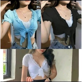 Áo croptop bèo cột sexy tinh xảo