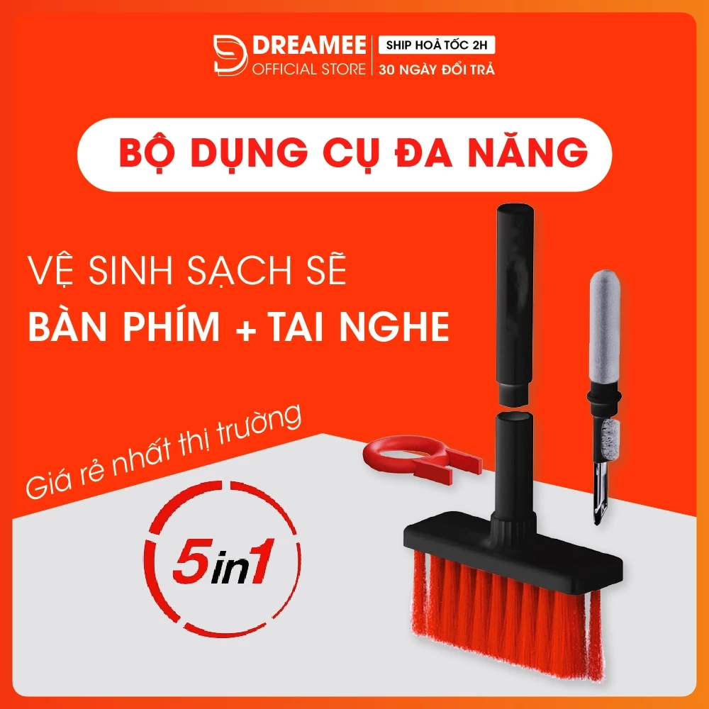 Bộ vệ sinh bàn phím vệ sinh tai nghe Airpods bluetooth gọn nhẹ cầm tay 3 in 1 BVS01 Làm sạch được hầu hết các vị trí